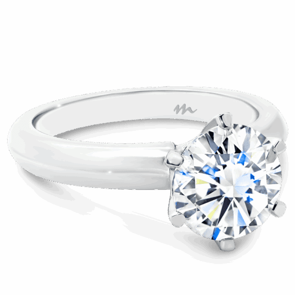 Audrey 8 5 Angled White Gold Moissanite 6 Prong Knife Edge Solitaire Ring