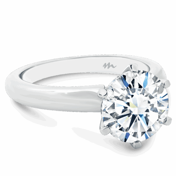 Audrey 9 0 front white gold Moissanite 6 prong knife edge solitaire ring