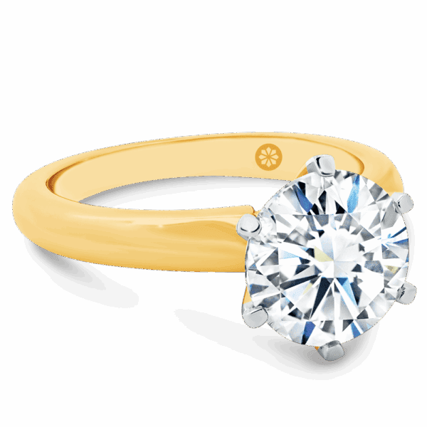 Audrey 10 0 front yellow gold Moissanite 6 prong knife edge solitaire ring
