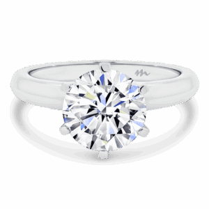 Audrey 9 0 Front White Gold Moissanite 6 Prong Knife Edge Solitaire Ring