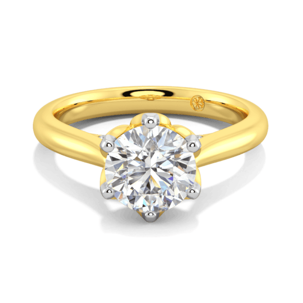 Coral 7 5 Front Yellow Gold Lab Grown Diamond Protea Basket 6 Prong Accented Bridge Solitaire Ring