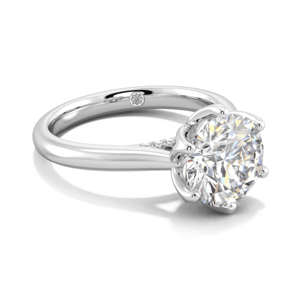 Coral 9 0 Angled White Gold Lab Grown Diamond Protea Basket 6 Prong Accented Bridge Solitaire Ring