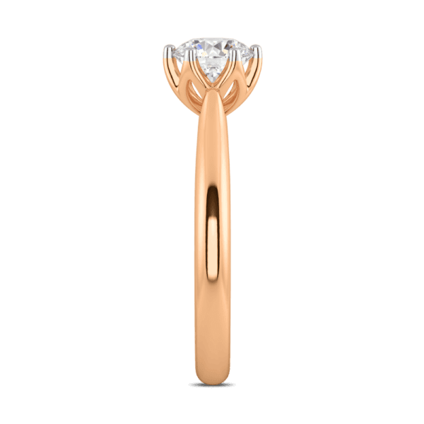 Correa 6 5 Profile Rose Gold Diamond Protea Basket Rounded Tapered Solitaire Ring
