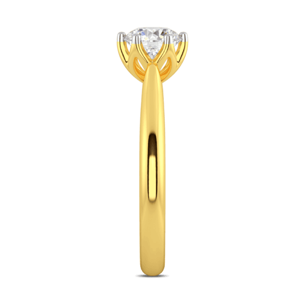 Correa 6 5 Profile Yellow Gold Diamond Protea Basket Rounded Tapered Solitaire Ring