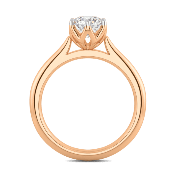 Correa 6 5 Side Rose Gold Diamond Protea Basket Rounded Tapered Solitaire Ring