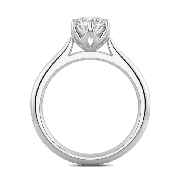 Correa 6 5 Side White Gold Diamond Protea Basket Rounded Tapered Solitaire Ring