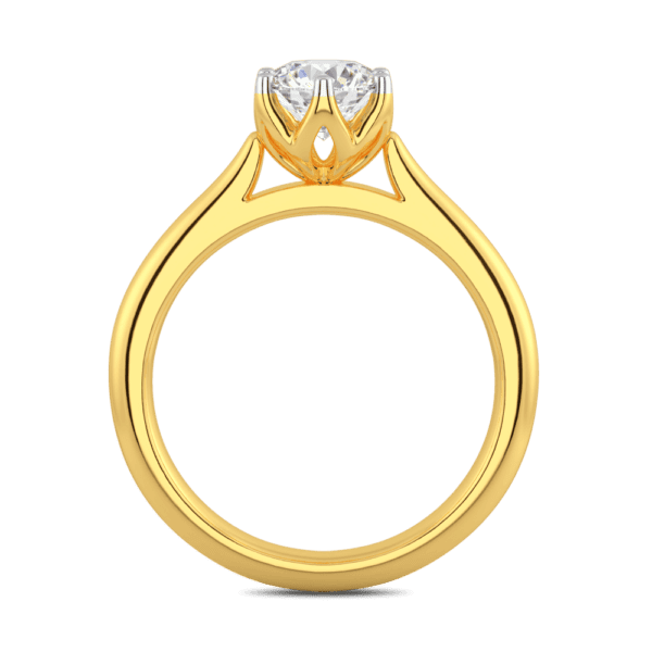 Correa 6 5 Side Yellow Gold Diamond Protea Basket Rounded Tapered Solitaire Ring