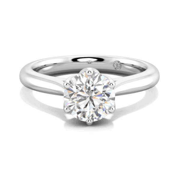 Correa 7 5 Front White Gold Lab Grown Diamond Protea Basket Rounded Tapered Solitaire Ring