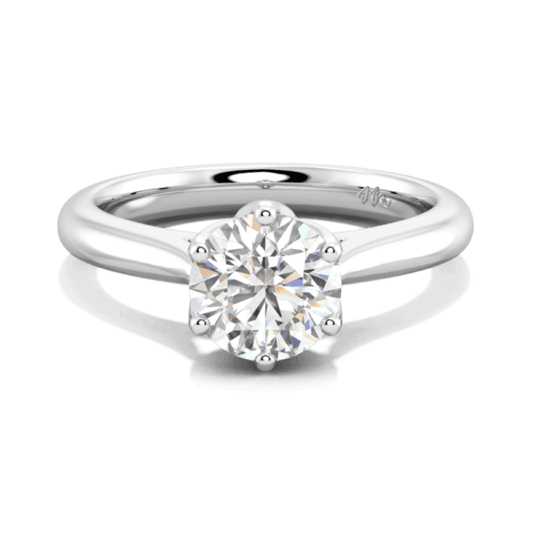 Correa 7 5 Front White Gold Moissanite Protea Basket Rounded Tapered Solitaire Ring