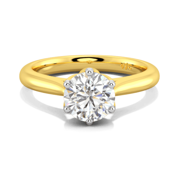 Correa 7 5 Front Yellow Gold Moissanite Protea Basket Rounded Tapered Solitaire Ring