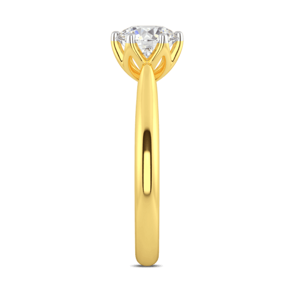 Correa 7 5 Profile Yellow Gold Diamond Protea Basket Rounded Tapered Solitaire Ring