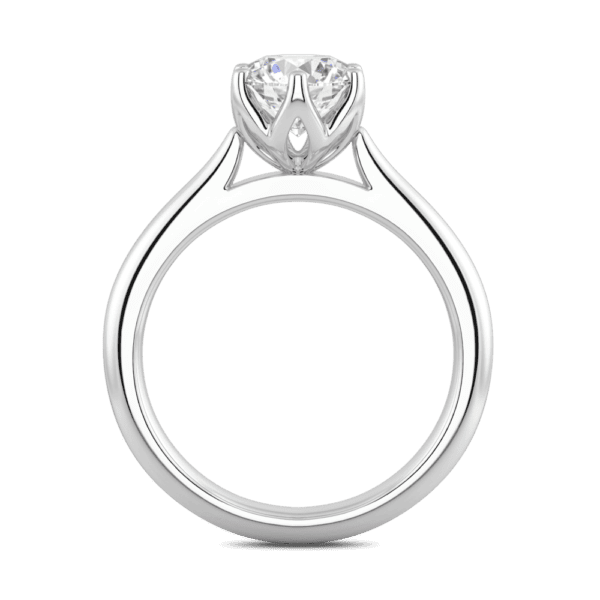 Correa 7 5 Side White Gold Diamond Protea Basket Rounded Tapered Solitaire Ring