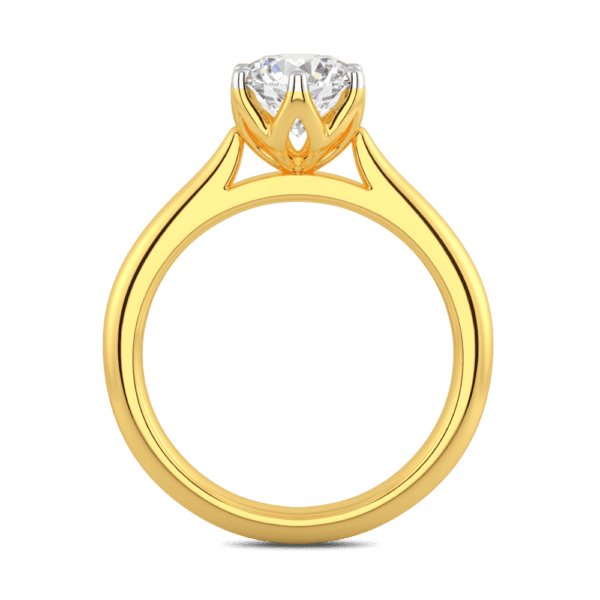 Correa 7 5 Side Yellow Gold Diamond Protea Basket Rounded Tapered Solitaire Ring