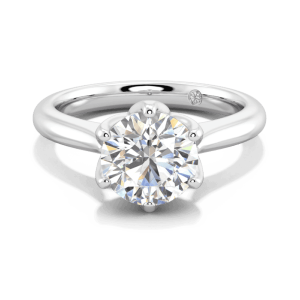 Correa 8 0 Front White Gold Lab Grown Diamond Protea Basket Rounded Tapered Solitaire Ring