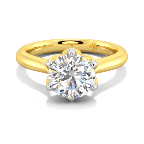 Correa 8 0 Front Yellow Gold Lab Grown Diamond Protea Basket Rounded Tapered Solitaire Ring