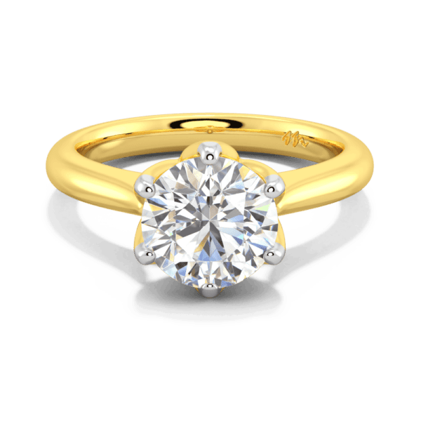 Correa 8 0 Front Yellow Gold Moissanite Protea Basket Rounded Tapered Solitaire Ring