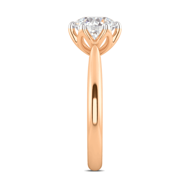 Correa 8 0 Profile Rose Gold Diamond Protea Basket Rounded Tapered Solitaire Ring