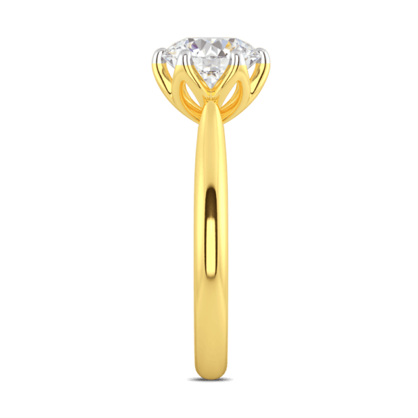 Correa 8 0 Profile Yellow Gold Diamond Protea Basket Rounded Tapered Solitaire Ring