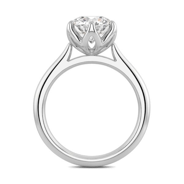 Correa 8 0 Side White Gold Diamond Protea Basket Rounded Tapered Solitaire Ring