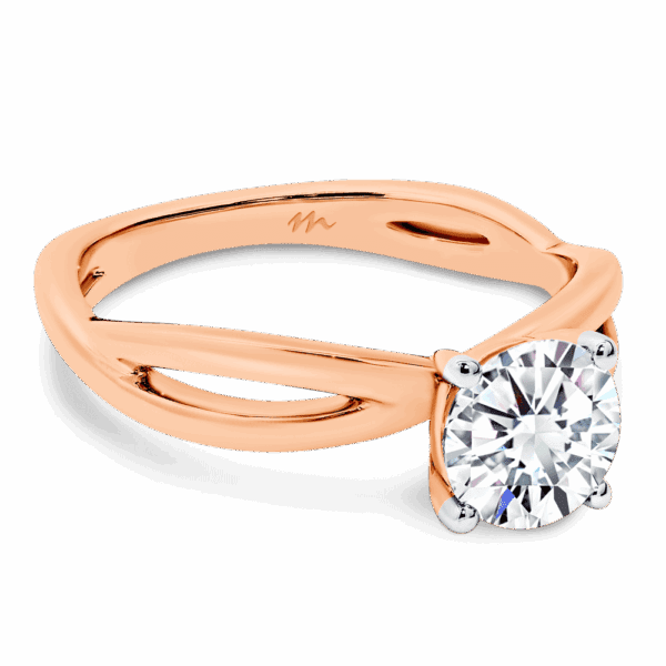 Felicity 6 5 Angled Rose Gold Moissanite 4 Prong Solitaire Infinity Crossover Band Ring