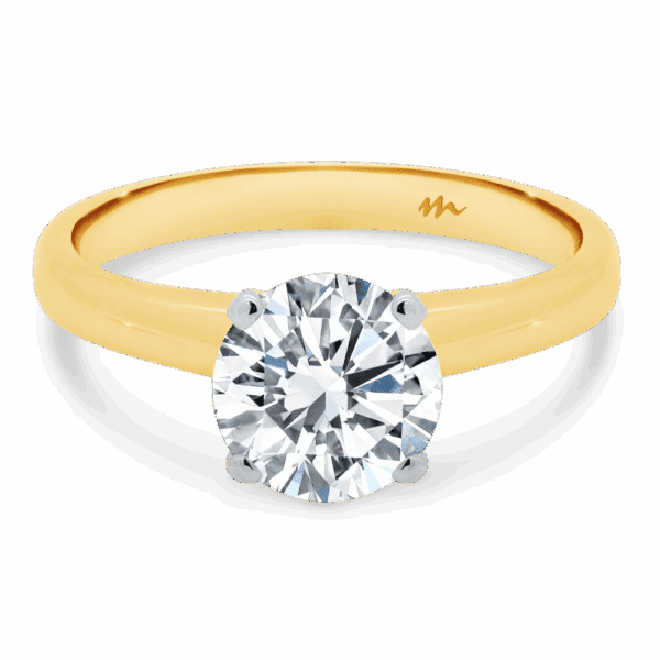 Fiona Round 8 0 Front Yellow Gold Moissanite 4 Prong Rounded Band Solitaire Ring