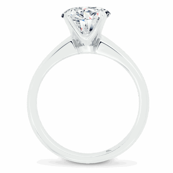 Fiona Round 8 0 Side White Gold Moissanite 4 Prong Rounded Band Solitaire Ring