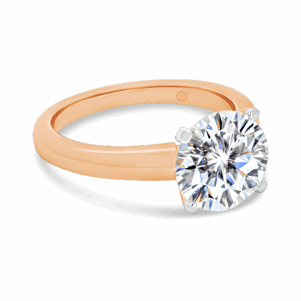Fiona Round 9 0 Angled Rose Gold Lab Grown Diamond 4 Prong Rounded Band Solitaire Ring