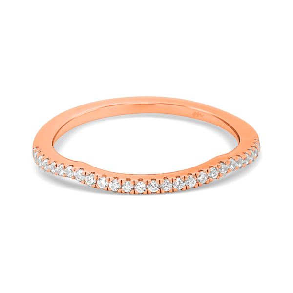 Frances A Front Rose Gold Moissanite Jigsaw Cut Prong Set Wedding Ring