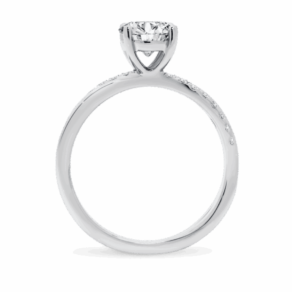 Freya Round 6 5 Side White Gold Diamond 4 Prong Offset Crossover Infinity Prong Set Band Ring