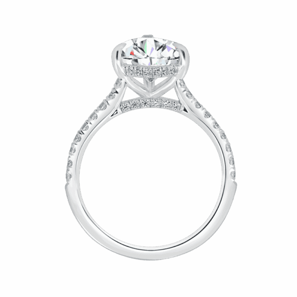 Harmony Pear 12X8 Side White Gold Diamond 4 Prong Encrusted Under Rail Bridge Engagement Ring