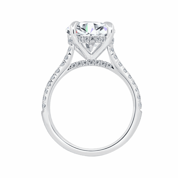Harmony Round 10 0 Side White Gold Diamond 4 Prong Encrusted Under Rail Bridge Engagement Ring