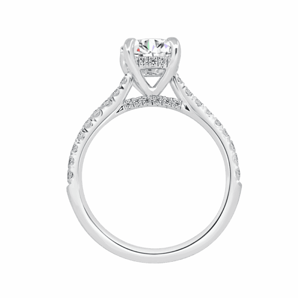 Harmony Round 7 0 Side White Gold Diamond 4 Prong Encrusted Under Rail Bridge Engagement Ring