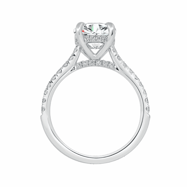 Harmony Round 8 0 Side White Gold Diamond 4 Prong Encrusted Under Rail Bridge Engagement Ring