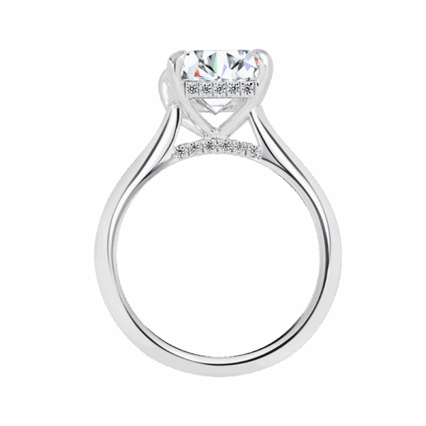Hattie Emerald 10X8 Side White Gold Diamond 4 Prong Accented Under Rail Bridge Tapered Engagement Ring