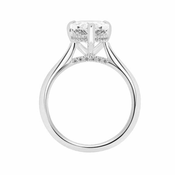Hattie Pear 12X8 Side White Gold Diamond 4 Prong Accented Under Rail Bridge Tapered Engagement Ring