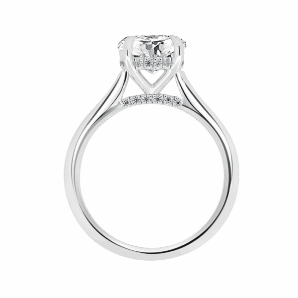 Hattie Round 8 0 Side White Gold Diamond 4 Prong Accented Under Rail Bridge Tapered Engagement Ring