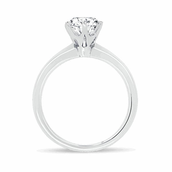 Hazel 6 5 Side White Gold Moissanite Round 6 Prong Classic Solitaire Ring