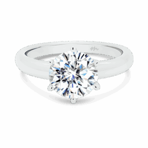 Hazel 8 0 Front White Gold Moissanite Round 6 Prong Classic Solitaire Ring