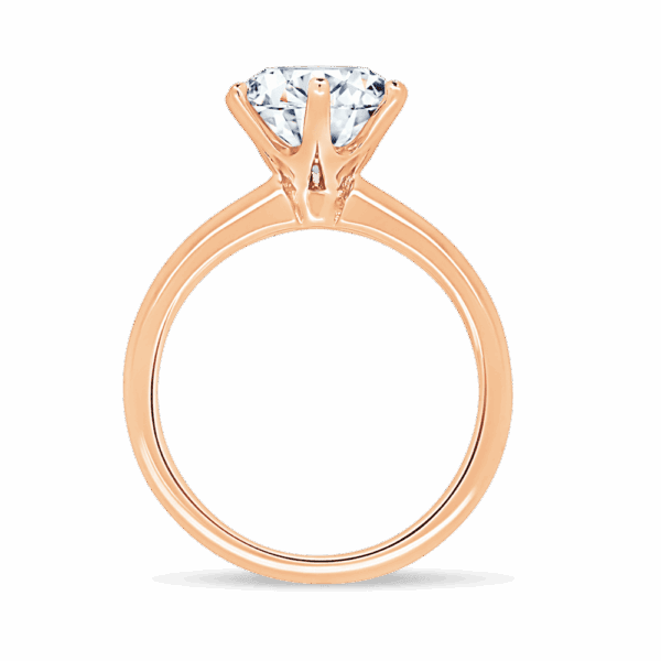 Hazel 9 0 Side Rose Gold Diamond Round 6 Prong Classic Solitaire Ring