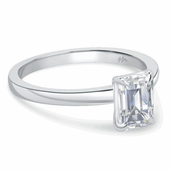 Holly Emerald 7X5 Angled White Gold Moissanite Fancy Cut Popular Solitaire Ring