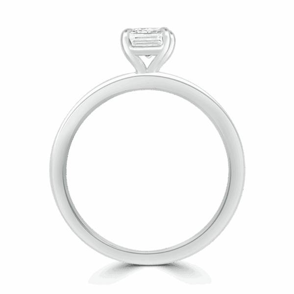 Holly Emerald 7X5 Side White Gold Diamond Fancy Cut Popular Solitaire Ring