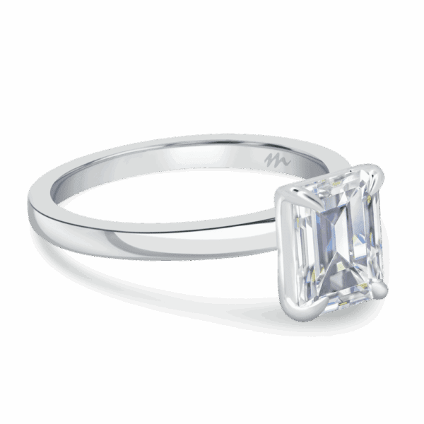 Holly Emerald 8X6 Angled White Gold Moissanite Fancy Cut Popular Solitaire Ring