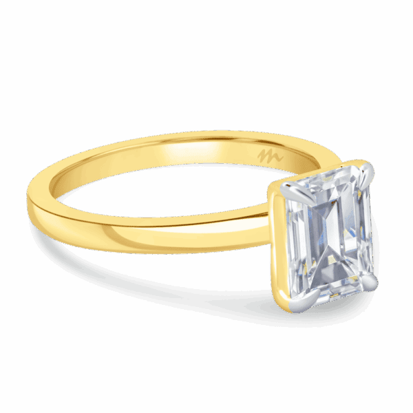 Holly Emerald 8X6 Angled Yellow Gold Moissanite Fancy Popular Solitaire Ring