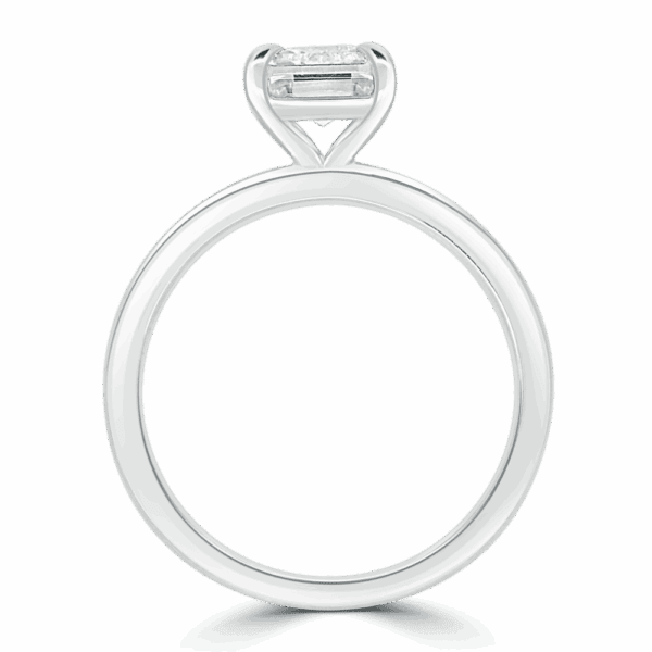 Holly Emerald 8X6 Side White Gold Diamond Fancy Cut Popular Solitaire Ring