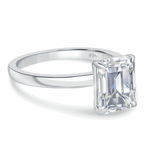 Holly Emerald 9X7 Angled White Gold Moissanite Fancy Cut Popular Solitaire Ring