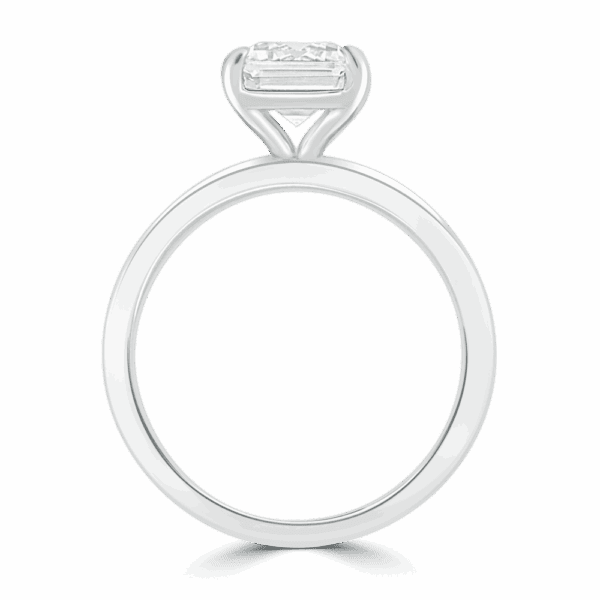 Holly Emerald 9X7 Side White Gold Diamond Fancy Cut Popular Solitaire Ring