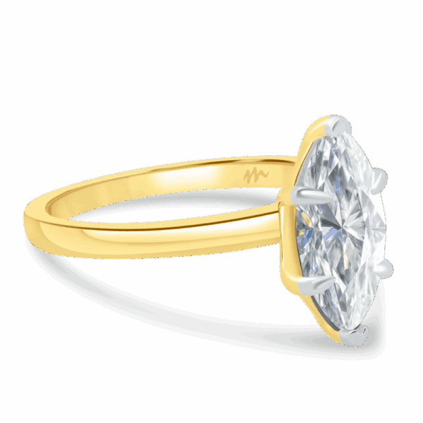 Holly Marquise 12X6 Angled Yellow Gold Moissanite Fancy Cut Popular Solitaire Ring
