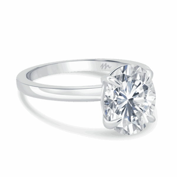 Holly Oval 10X8 Angled White Gold Moissanite Fancy Cut Popular Solitaire Ring