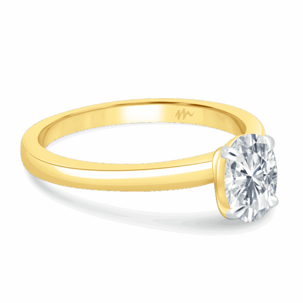 Holly Oval 7X5 Angled Yellow Gold Moissanite Fancy Cut Popular Solitaire Ring
