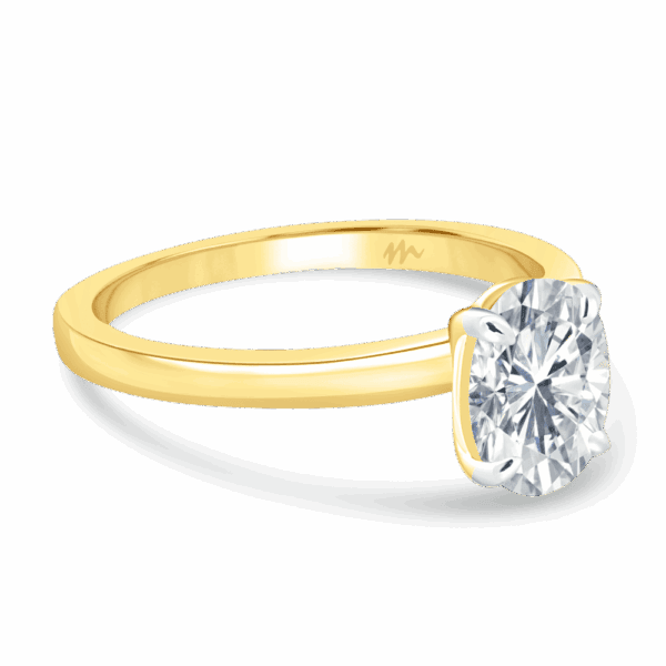 Holly Oval 8X6 Angled Yellow Gold Moissanite Fancy Cut Popular Solitaire Ring